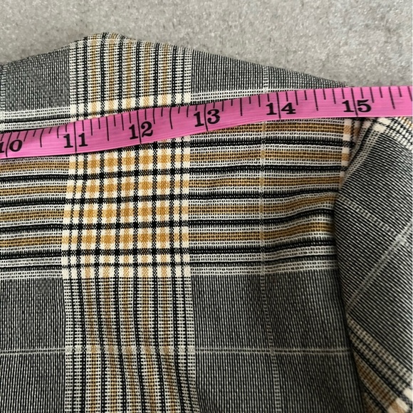 [US2]Belle Vere Plaid Line Neck LS Neck Zip Crop Blazer - Picture 8 of 8